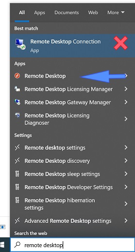 starting remote apps on a windows device