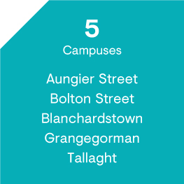 5 Campuses: Aungier Street, Bolton Street, Blanchardstown, Grangegorman, Tallaght