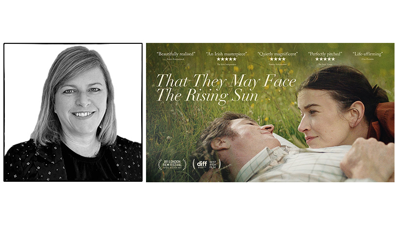 Image of the author Barbara Kavanagh and of the cinema poster for That They May Face The Rising Sun