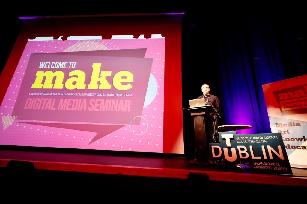 Daniel McSweeney addresses the audience at MAKE 2019